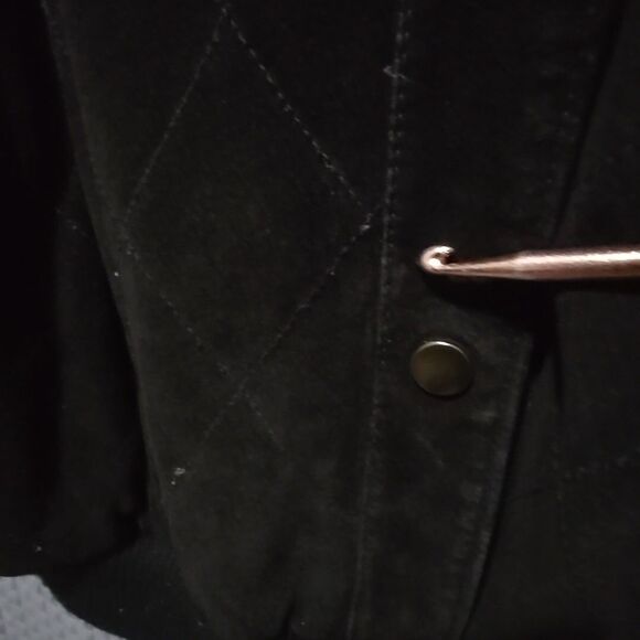 VTG Black Nubuck Leather Jacket Sz10 Distressed Snap Quilted Moto Bomber Biker - Picture 12 of 16